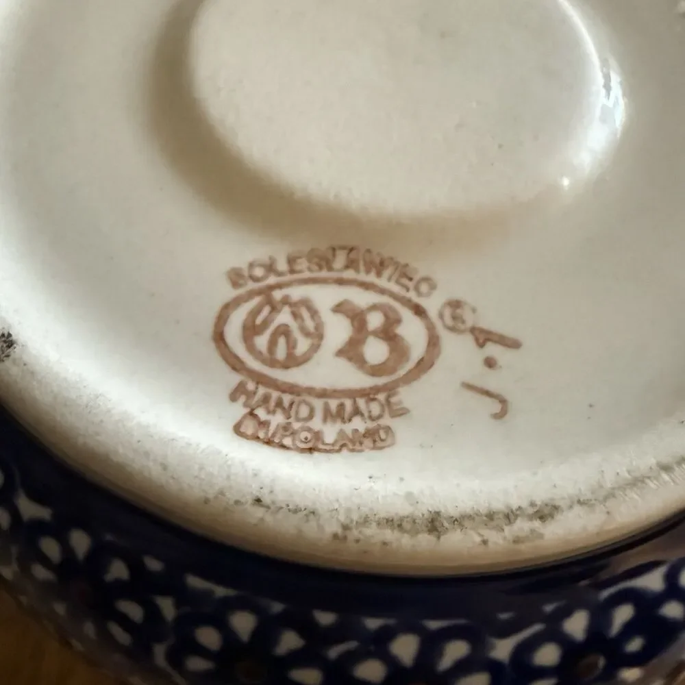 Polish Pottery Boleslawkiec Individual Soup Bowl w/Lid 12 oz & Matching Warmer